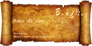 Bahr Áron névjegykártya
